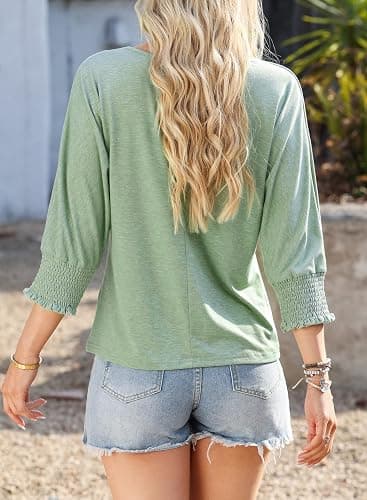 Dokotoo Women's 2026 Fashion Tops 3/4 Sleeve T-Shirts Cute Crewneck Basic Business Tees Blouses thumbnail 4