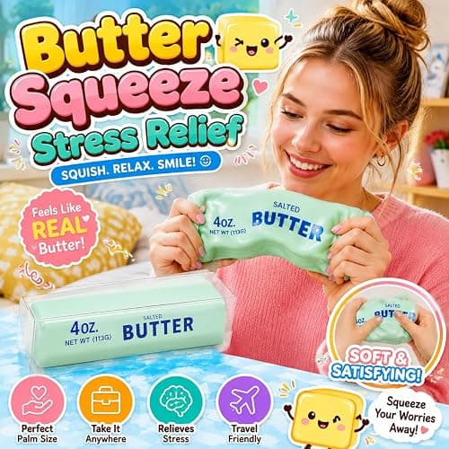Crunchy Butter Squishy ASMR Bead Filled Slow Rising Squeeze Stress Relief | Crunchy Squishy Slow Rising Squeeze Stress Relief fidget , Portable ASMR Anxiety Relief Fidget thumbnail 7