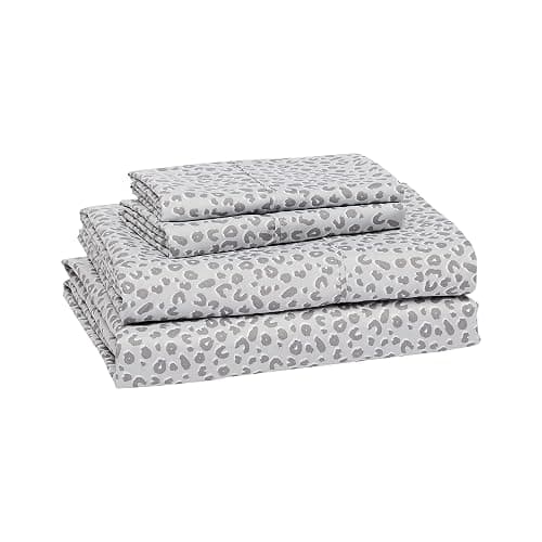 Amazon Basics Lightweight Super Soft Easy Care Microfiber 4 Piece Bed Sheet Set With 14-inch Deep Pockets - Full, Gray Cheetah,Printed thumbnail 2