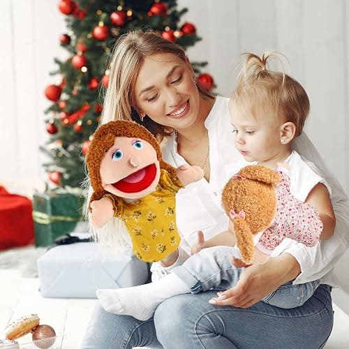 6 Pcs Family Hand Puppets 12 Inch Grandparents, Mom & Dad, Brother & Sister Plush Hand Puppet Toys Role-Play Toy Puppets for Kids Storytelling Imaginative Pretend Play Teaching Preschool(6 Family A) thumbnail 2