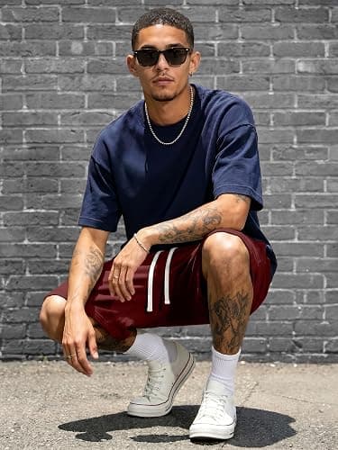 JMIERR 2026 Men's Baggy Sweat Shorts Lightweight Under Knee Casual Drawstring Y2K Shorts Loose Fit Gym Shorts thumbnail 5