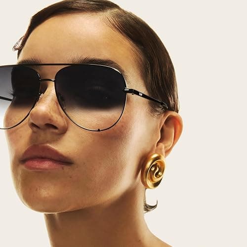 Quay - Sunglasses For Men & Women, Oversized Aviator Shades, UV Protected Lenses (High Key Large, Black/Fade) thumbnail 3