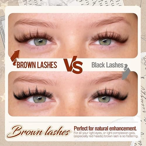 Anime Cluster Lashes Brown Cluster Eyelash Extensions Fairy Eyelash Clusters Wispy Lash Clusters Dark Brown Individual Lash C-Curly Lash Extension Spiky Manga DIY Eyelashes Pack (108Pcs, 10-16MM) thumbnail 5