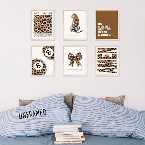 Eastern Print Trendy Leopard Print Wall Art Set, Cheetah Prints Room Decor, Bible Verse Art Prints, Trendy Decor for Bedroom, Living Room, Lucky 8 Ball Aesthetic Posters, 6Pcs 8x10in, UNFRAMED thumbnail 7