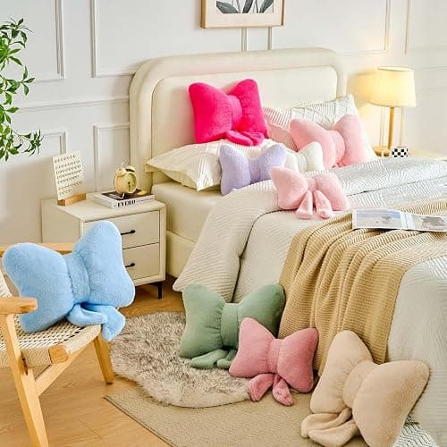Lfsaaj Bowknot Pillow Pink Cute Bow Decorative Throw Pillows 12" Aesthetic Home Decor Bow Cushions Butterfly Knot Plush Pillow for Bedroom Couch thumbnail 6