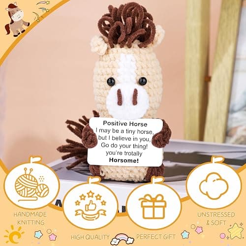 JoycuFF Mini Horse Graduation Gifts, Crochet Animal Positive Emotional Support Gift, 2026 Graduation Gifts, Birthday Gifts Women Daughter Friend Crochet Horse thumbnail 5