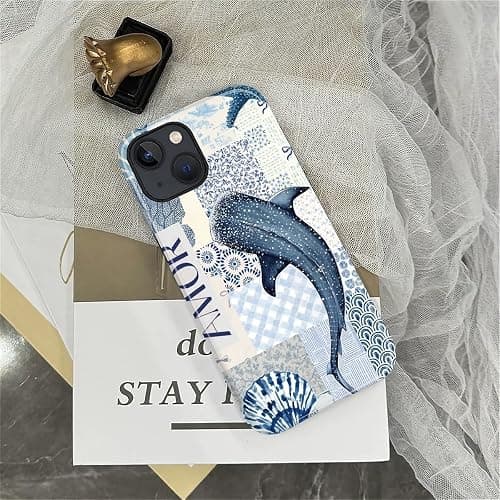 Compatible with iPhone 14 Phone 13 Case - Dual-Layer Protection, Hard Shell with Silicone Interior,Slim Scratch Resistant Shockproof for Woman Men - Whale Starfish Collage thumbnail 4