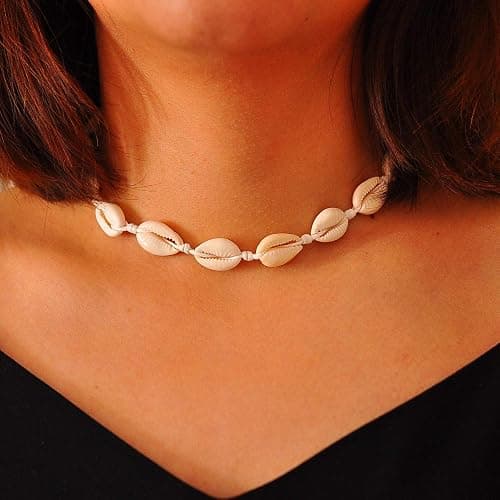 Starain 2Pcs Shell Necklace Anklet for Women Handmade Adjustable Puka Beach Shell Necklace Set thumbnail 2