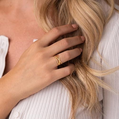 Ewrkbr Gold Rings for Women,Dainty 14k Gold Plated Stackable Ring for Women Non Tarnish Cute Trendy Chunky Ring Fashion Simple Statement Rings Jewelry for Women,Size 6 7 8 9 10 thumbnail 6