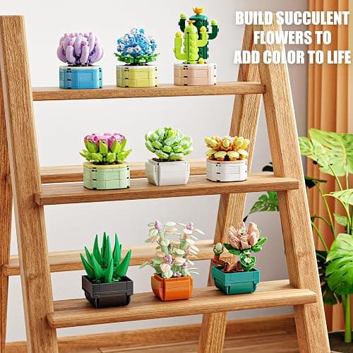 TYCOLE Tiny Flowers Succulents Artificial Plant Set-Creative Botanical Building Block 9 in 1 Toy, Botanical Collection for Office&Home Decor,Christmas Birthday Gift for Adults and Kids 8-12(832 PCS) thumbnail 4