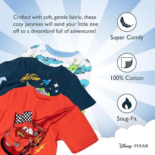 Disney Unisex Kids' 6-piece Snug-fit Cotton Matching Comfortable Pajama Set, Soft & Cute for Kids thumbnail 3