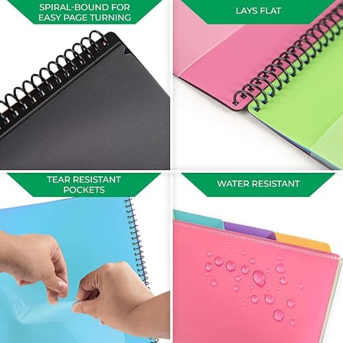 Samsill Spiral Folder Organizer - 5 Dividers & 10 Pockets with Zipper Pouch, Multi Pocket Color Cordinated Folder Binder with Customizable Tabs, Document Organizer (Fashion) thumbnail 7