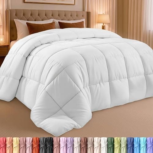 Utopia Bedding Queen Comforter, Duvet Insert, White, 88 x 88 Inches | Soft and Fluffy Down Alternative Bed Comforter, All Season, Breathable, Corner Tabs, Box Stitched, Durable, Machine Washable - Image 1