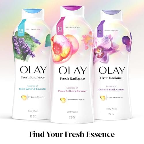 Olay Body Wash for Women, Fresh Radiance, Refreshing & Renewing, Made with Plant Based Cleansers, B3 Botanical Complex, For All Skin Types, Peach & Cherry Blossom Scent, 22 fl oz (Pack of 4) thumbnail 8