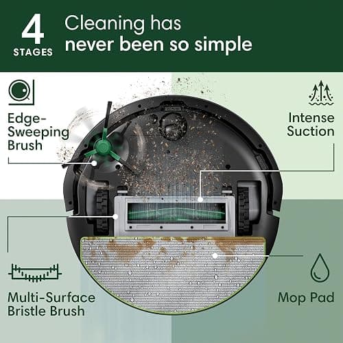 iRobot Roomba 104 Combo Robot Vacuum & Mop with AutoEmpty Dock - Amazon Exclusive, Self-Empties for 75 Days, Intense Power-Lifting Suction, LiDAR, Multi-Cleaning Modes, Avoids Mopping Carpet thumbnail 4