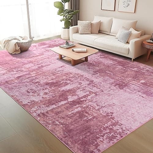 Merelax 6x9 Pink Area Rug for Living Room, Large Washable Boho Abstract Bedroom Rugs, Modern Non Silp Dining Room Playroom Area Rugs, Soft Low Pile Carpet for Office Study thumbnail 4