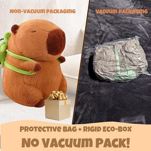 Wonfirang Capybara Plush with Turtle Backpack, 12" Kawaii Capybara Doll Stuffed Birthday Gifts Party Decoration, Cute Plush Toy for Girls Cartoon Fans thumbnail 5