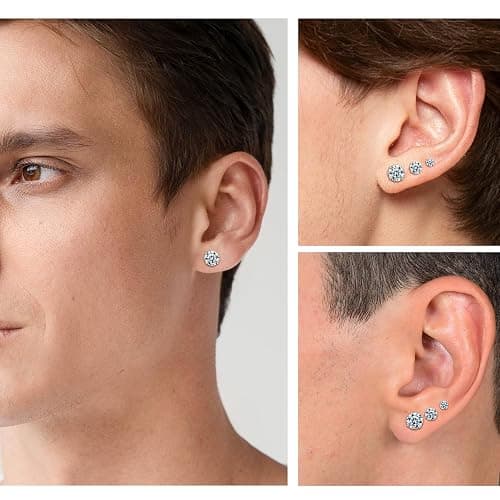 10 Pairs Surgical Steel Stud Earrings Set,14K Gold Plated Hypoallergenic Earrings Studs Set for Women, Stainless Steel Cubic Zirconia Waterproof Non Tarnish thumbnail 4