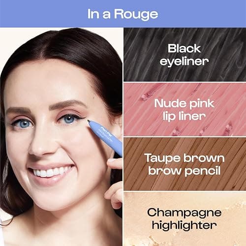 Alleyoop Pen Pal 4-in-1 Makeup Pen – Comes with Eyeliner, Lip Liner, Highlighter Makeup & Eyebrow Pencils for Women – Portable, Touch-Up On the Go – Cruelty-Free, Vegan (In A Rouge (Light) thumbnail 4