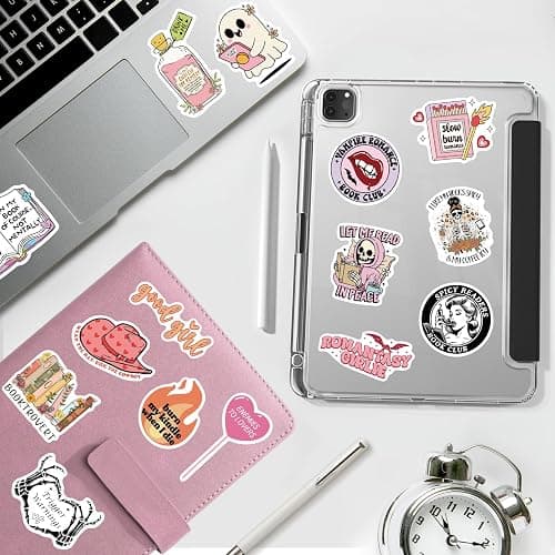 150 PCS Romance Book Stickers for Kindle – Waterproof Holographic Glitter Vinyl Bookish Stickers for iPad, Laptop, Journal, Water Bottle, Scrapbook – Booktok Aesthetic Gifts for Adult Book Lovers thumbnail 2