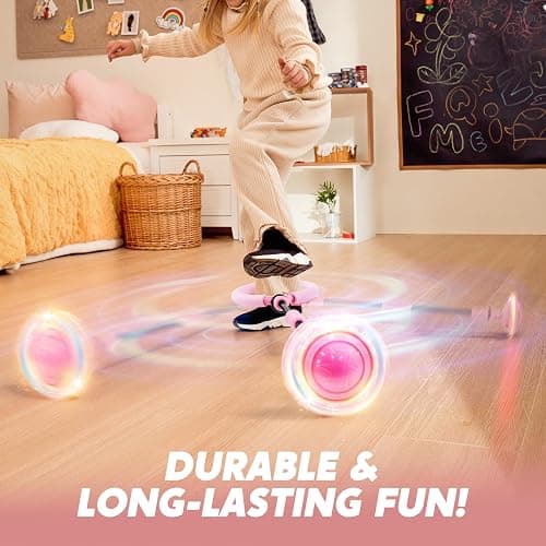 JOYIN Pink Ankle Skip Ball with Flashing Lights, Toy for Kids Indoor & Outdoor, Flashing Swing Ball Foldable Sports Toy, Birthday Gifts for Kids 3 4 5 + thumbnail 5