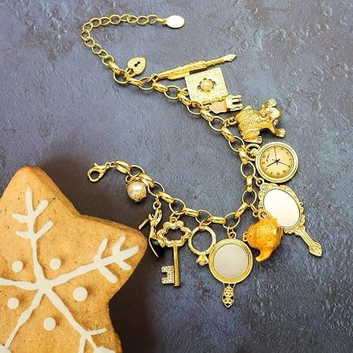 Fairytale Lucky Charms Link Chain Cuff Bangle Bracelet Wonderland Style Frog Mirror Clock Heart Teapot Pendants Party Friendship Gift… thumbnail 5