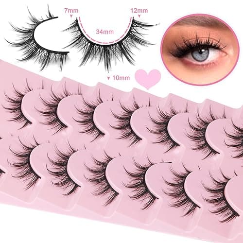 Manga Lashes Natural Look False Eyelashes Anime Lashes Mink Wispy Fluffy Spiky 3D Volume Eyelashes Pack Korean Japanese Asian Cosplay Fake Eyelashes Look Like Individual Cluster 7 Pairs by EYDEVRO thumbnail 3