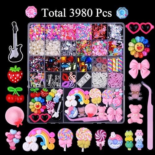 DIYCICO 3980 Pcs Junk Case Charms Kit for Phone Case,Slime Craft,Cute Nail Art Charms thumbnail 3