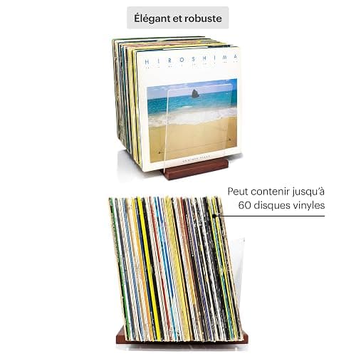 MÖNKE Rangement De Disques Vinyles - Un Support De Disques Au Design Minimal - Capacité De 60 Lp - S'adapte À Tous Les Décors (Marron) thumbnail 9