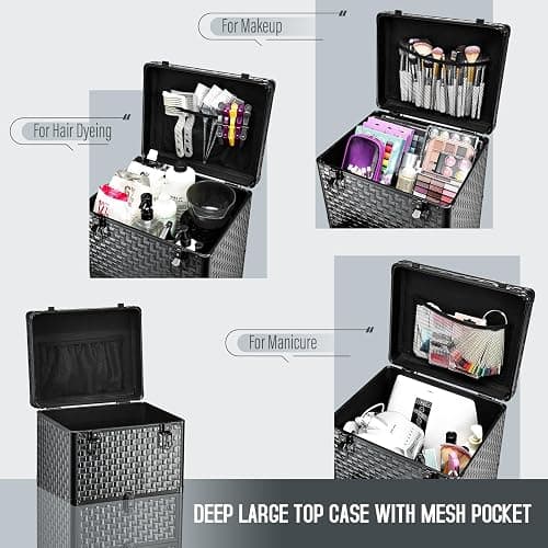 Yueieoun Salon Cart with 3 Drawers, Nail Trolley Cart with Wheels Salon Station Rolling Makeup Train Case Cosmetology Case Organizer Cases for Nail Tech,SPA,Face Painting,Hairstylist,Makeup Artist thumbnail 2