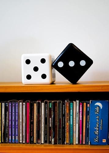 Olivia Martini Jumbo Dice Decor, Set of 2, Natural Wood Decorations with Black and White Colors, Trendy Home Interior Centerpieces for Tables, Mantles, and Shelves thumbnail 4
