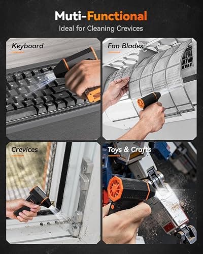 WOLFBOX MF50 Compressed Air Duster-110000RPM Super Power Electric Air Duster, 3-Gear Adjustable Mini Blower with Fast Charging, Dust Blower for Computer, Keyboard, House, Outdoor and Car thumbnail 4