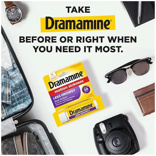 Dramamine Motion Sickness Less Drowsy, Travel Vial, Multicolor, 8 Count thumbnail 3