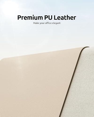 YSAGi Leather Desk Pad Protector, Office Desk Mat, Large Mouse Pad, Non-Slip PU Leather Desk Blotter, Waterproof Laptop Desk Writing Pad for Office and Home (23.6" x 13.8", Eggshell) thumbnail 2