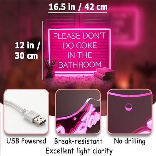 Whfobfe Neon Sign for Wall Decor Led Neon Lights Signs Led Light Signs | Bathroom Neon Sign,Room Decor,Wall Decor,Party,Gift,USB Powered thumbnail 3