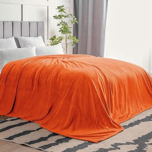BEDELITE Big Fleece Blanket - 120" x 120" (10' x 10'), Super Soft Fluffy Fuzzy Oversized King Blanket for Bed, Couch, Sofa, Camping, Fits Whole Family, Orange thumbnail 7