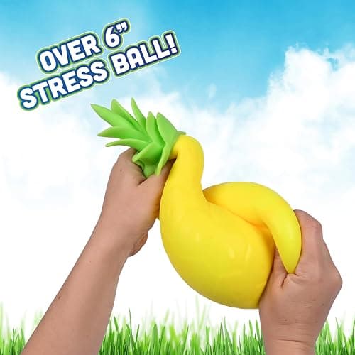 Sunny Days Toymendous Squishy Pineapple - Jumbo Stress Ball - Ages 3+ | Thermoplastic Rubber TPR, 6.5 in Tall, 4 in Wide, Yellow, Stress Relief Fidget, Fruit Theme, Ages 36+ Months, 1 Pack thumbnail 4