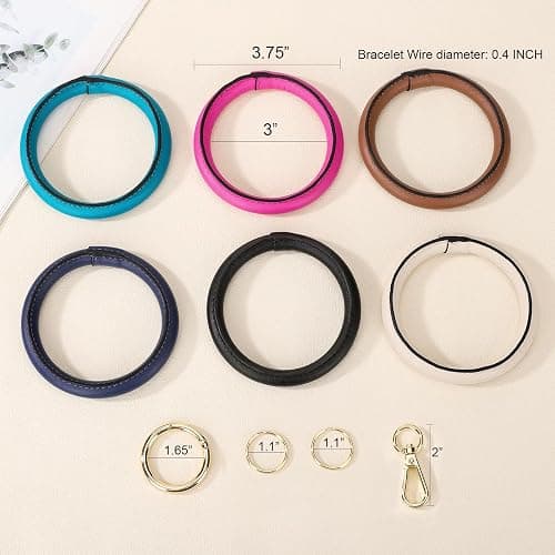 Junyuerly Wristlet Bracelet Keychain PU Leather Key chain Silicone Bangle Key Ring for Women Girls thumbnail 5