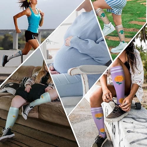 fenglaoda Compression Socks for Women Men Support Circulation 6 Pairs Socks For Nurse, Travel, Flight thumbnail 6