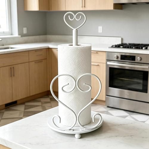 Paper Towel Holders Countertop Decorative Paper Towel Holder Home Decor and Accessories Suitable for Counter Top or Table -Metal Paper Towel Roll Holders (Heart Shaped) thumbnail 2