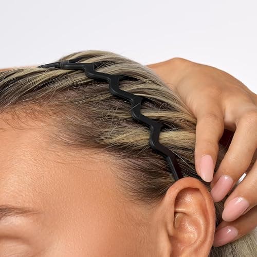 Brushworks Neutral Zig Zag Headbands – 3 Pack | Stylish Wavy Hair Bands for Women & Girls | Comfortable, Non-Slip, Everyday Hair Accessories thumbnail 3