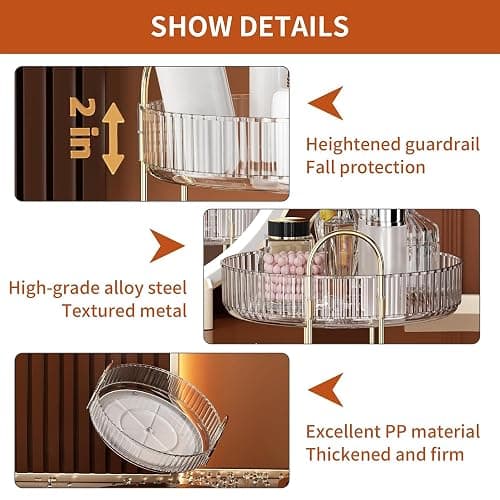 YCIA&DONE 360 Rotating Makeup Organizer and Storage for Vanity Countertop 3 Tiers, High Capacity Cosmetic Skincare Perfume Organizers for Dresser Bathroom Lazy Susan (Clear White) thumbnail 4
