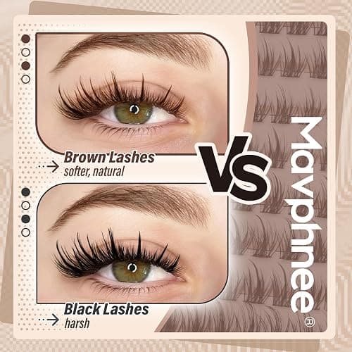 Brown Lash Clusters Kit Wispy Eyelash Extensions Kit Fairy Dark Brown Individual Lashes with Lash Bond and Seal 8-16MM C-Curly Clean Girl Beauty Natural Cluster Lashes (144Pcs, Brown Lash Glue) thumbnail 8