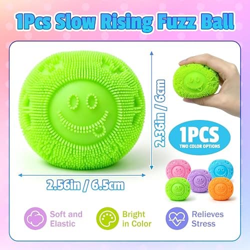 Fuzz Ball Squishy Stress Ball,Fuzzball Squishy,Soft Fidget Toy for Anxiety Relief, Sensory Squishy Ball Calming Tactile Grip for Soft Stress Relief Ball for Kids and Adults (Green) thumbnail 3