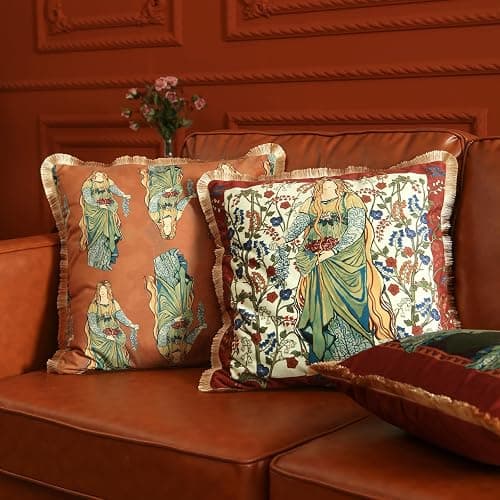 patdrea Designer Vintage Yellow Velvet Throw Pillow Covers 18x18 Inch,Ancient Civilization Characters Pattern,Decorative Square Pillowcases Cushion for Bed Living Room Outdoor Car,Pack of 2 thumbnail 4