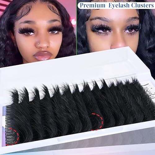 Yaiseiko Fluffy Lash Clusters 300D Thick Long 12-25mm Volume Cluster Eyelash Extensions 224Pcs Wispy Individual Lashes D Curl Waterproof Eyelash Clusters Soft False Eyelashes DIY at Home thumbnail 5