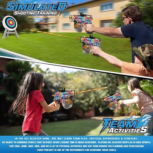 Electric Gel Ball Blaster, Full Auto Electric Splatter Ball Toys, 12 Rounds Per Seconds with Rechargeable Batteries, Line, Goggles Outdoor Team Game Toy Christmas Birthday Gift for Boys Girls Kids thumbnail 6