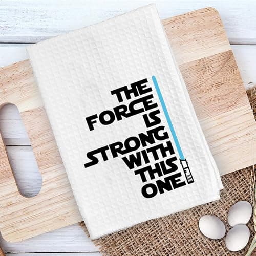 ZJXHPO Movie Inspired Kitchen Towel The Force is Strong with This One Waffle Absorbent Towel Kitchen Decor Housewarming Gift thumbnail 4