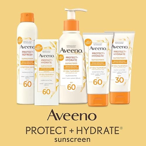 Aveeno Protect + Hydrate Moisturizing Body Sunscreen Lotion with Broad Spectrum SPF 60 & Prebiotic Oat, Weightless & Refreshing Feel, Paraben-Free, Oil-Free, Oxybenzone-Free, 3.0 fl. oz | Moisturizing, Body, Prebiotic Oat, Weightless, Refreshing Feel thumbnail 4