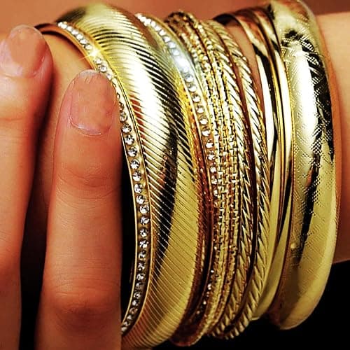 ANYILVTULI Gold Bangle Bracelets for Women Gold Bangles Indian Jewelry Fashion Disco Bangle Bracelets Gold Bracelet Set thumbnail 4